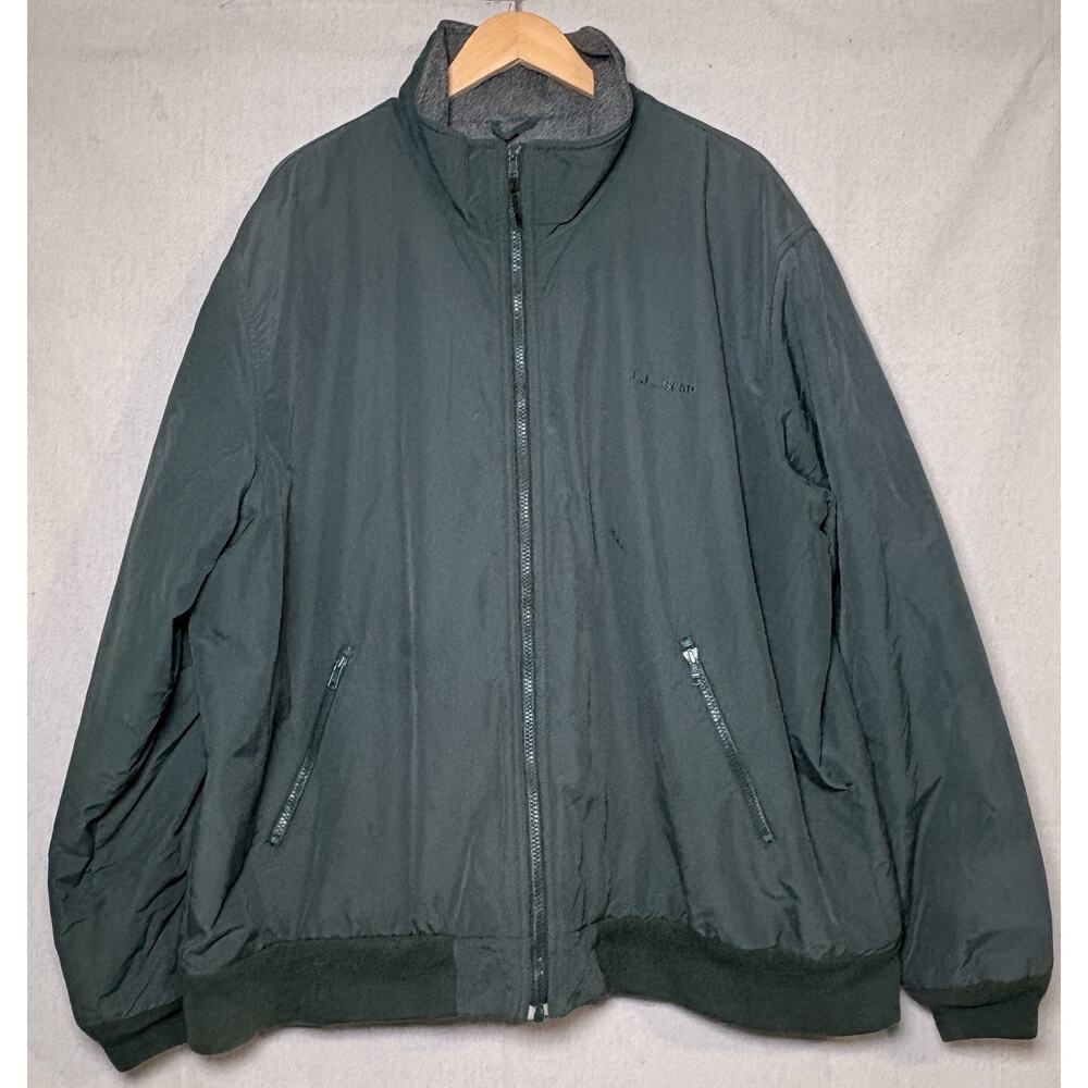 Vintage LL Bean Mens Fleece Lined Outdoor Gorpcore‎ Bomber Jacket Green Sz XXL